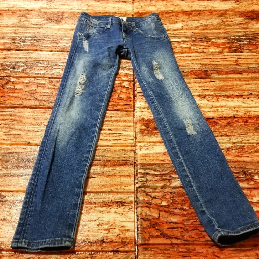 Hudson Girls Blue Distressed Jeans Size 7